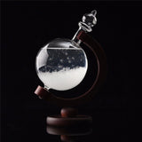 Weather Forecast Crystal Wooden Glass Base Globe Shape Home Decoration