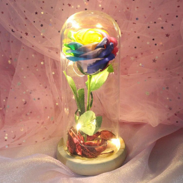 Rose Glass Cover Led Micro Landscape Home Decoration